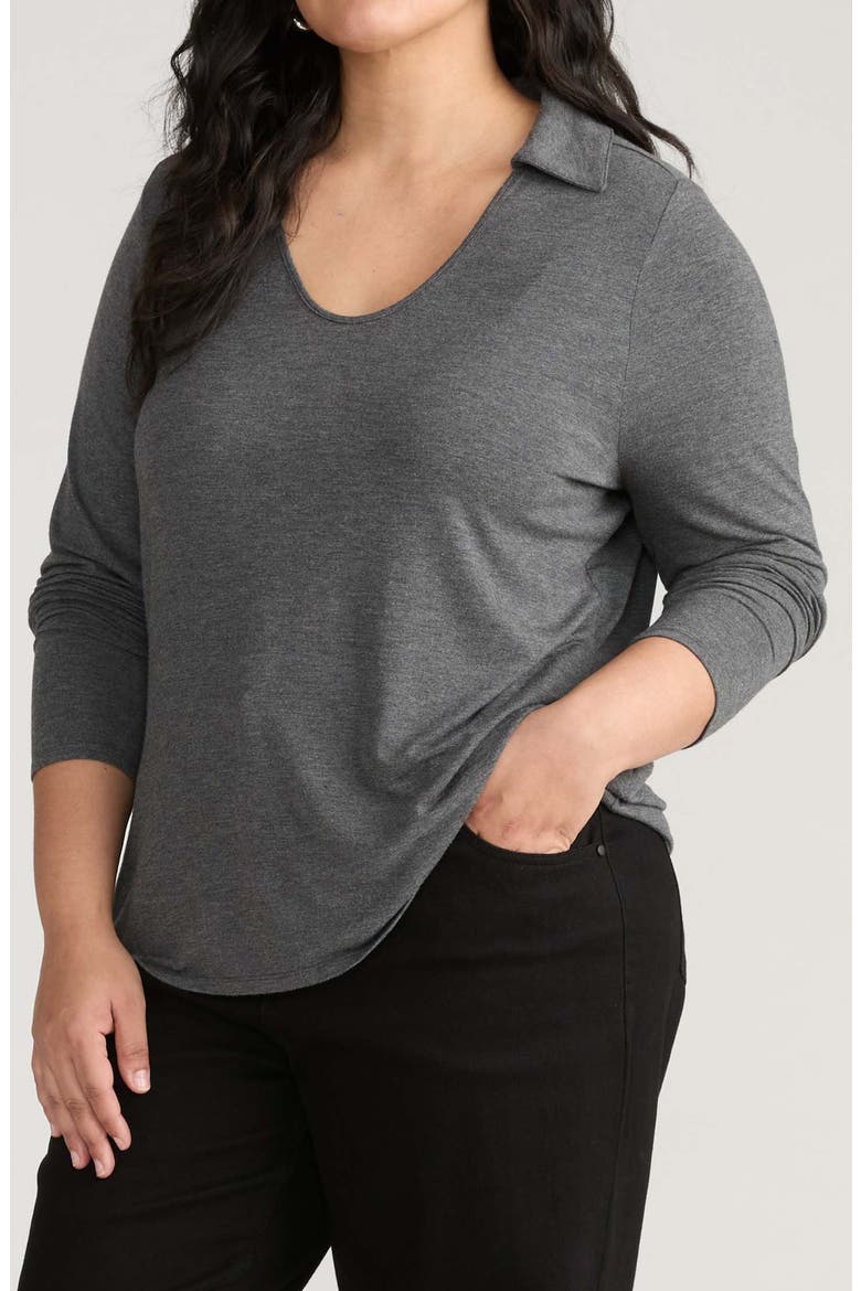Katia Polo Jersey T-Shirt, Main, color, DARK GRAY HEATHER
