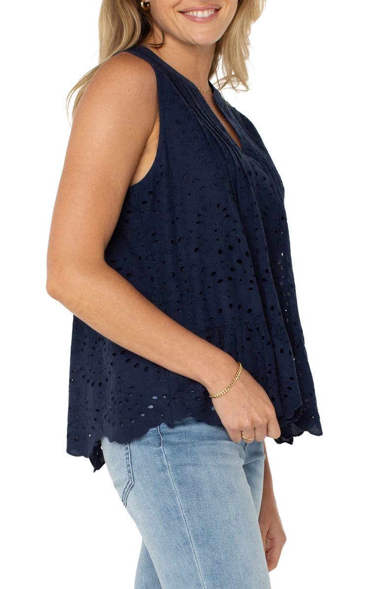 Liverpool Los Angeles Eyelet Embroidery Sleeveless Shirt, Alternate, color, 