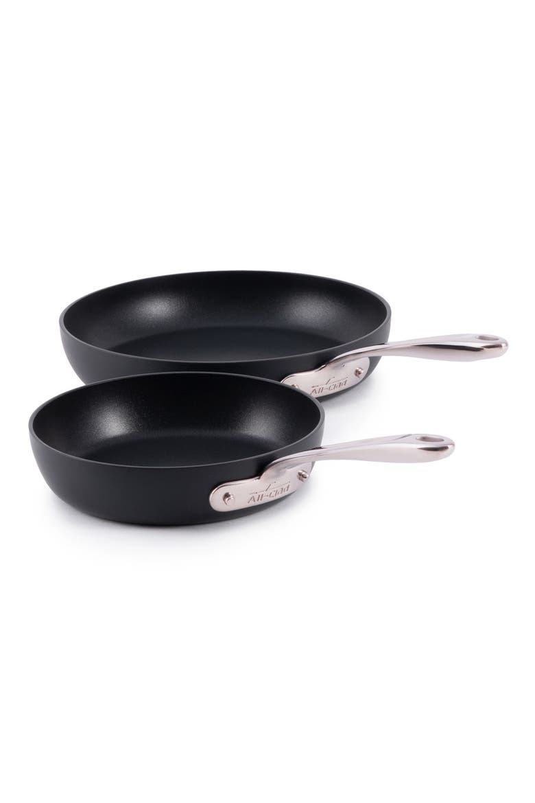 Essentials Set of 2 Nonstick Fry Pans, Main, color, BLACK