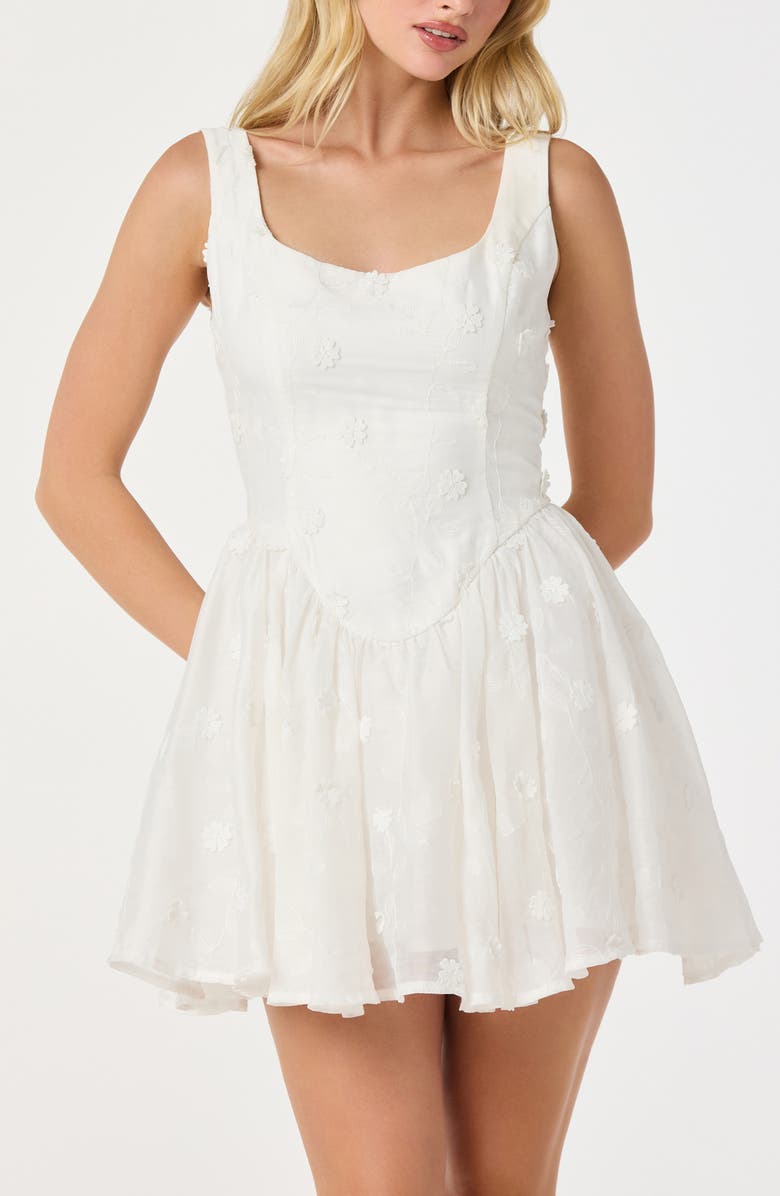 ASTR the Label Reina Floral Appliqué Minidress, Alternate, color, White