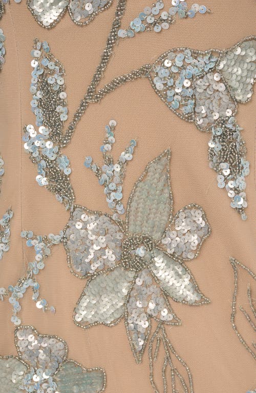 ADRIANNA PAPELL ADRIANNA PAPELL BEADED FLORAL MERMAID GOWN 