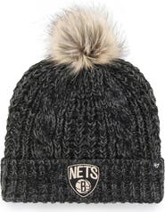 '47 Women's '47 Black Brooklyn Nets Meeko Cuffed Knit Hat with Pom