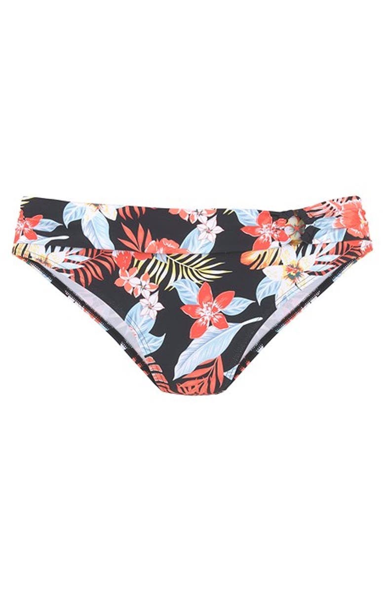 LASCANA Tropical Print Fold Over Bikini Bottom, Alternate, color, Black Printed