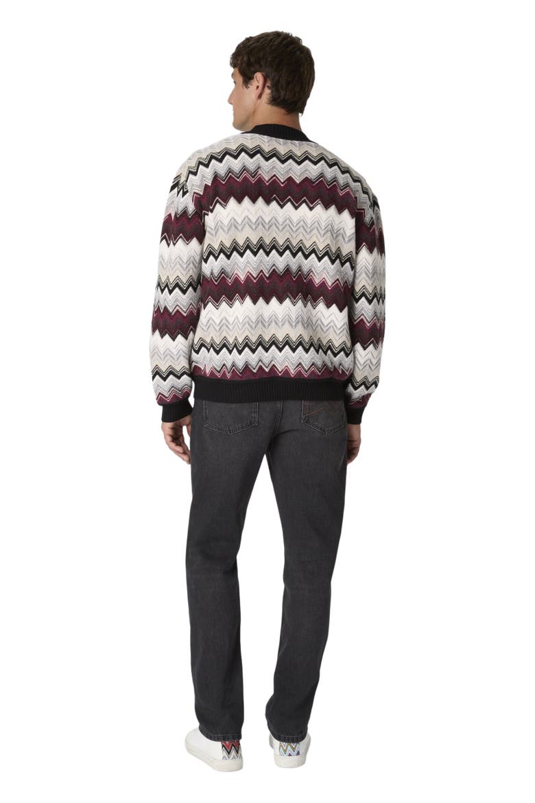 The Cardigan In Wool And Cotton With Zigzag, Alternate, color, Beige & Burgundy