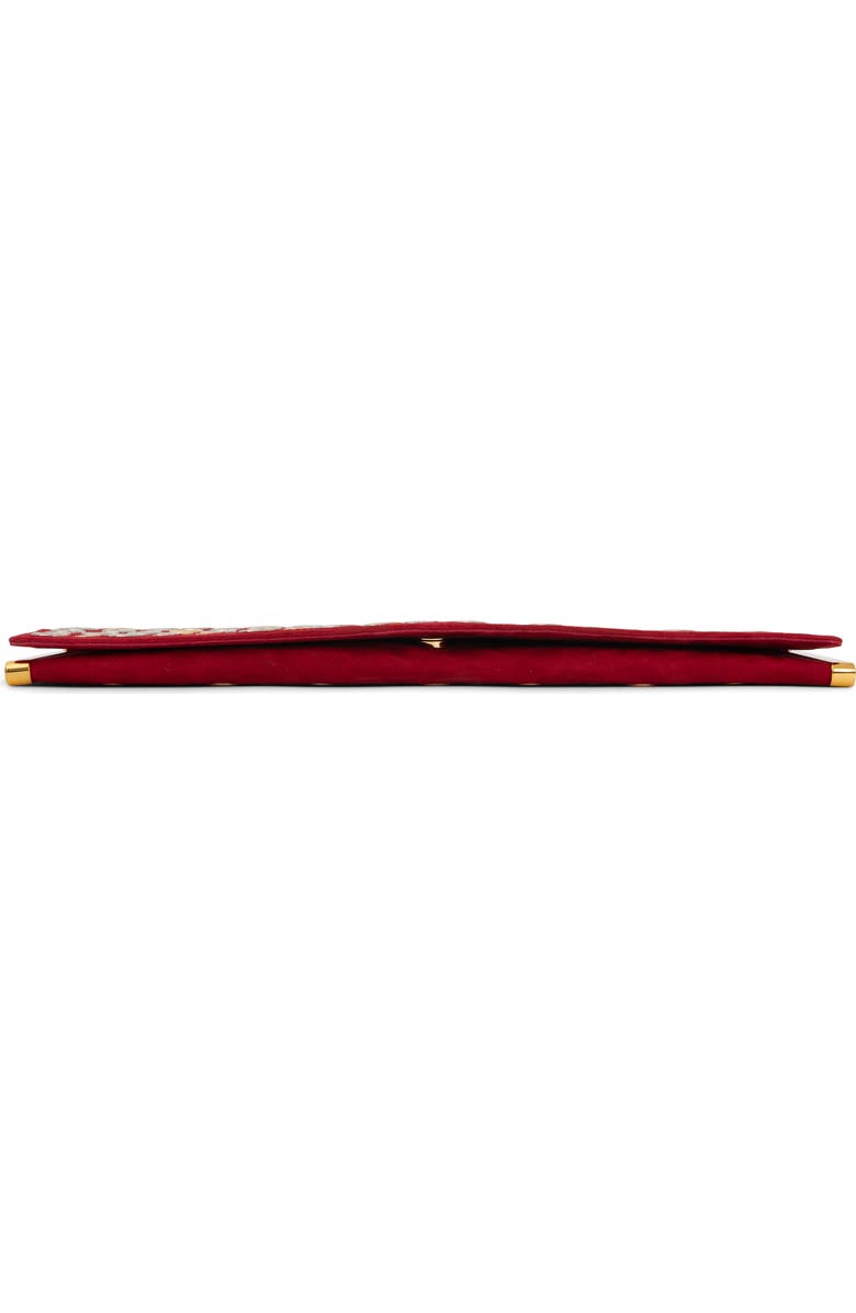 Jeffrey Campbell Suede Clutch, Alternate, color, Red Suede Silver Gold