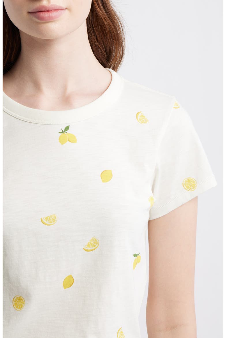 Lemon Print Cotton Tee, Alternate, color, BONE