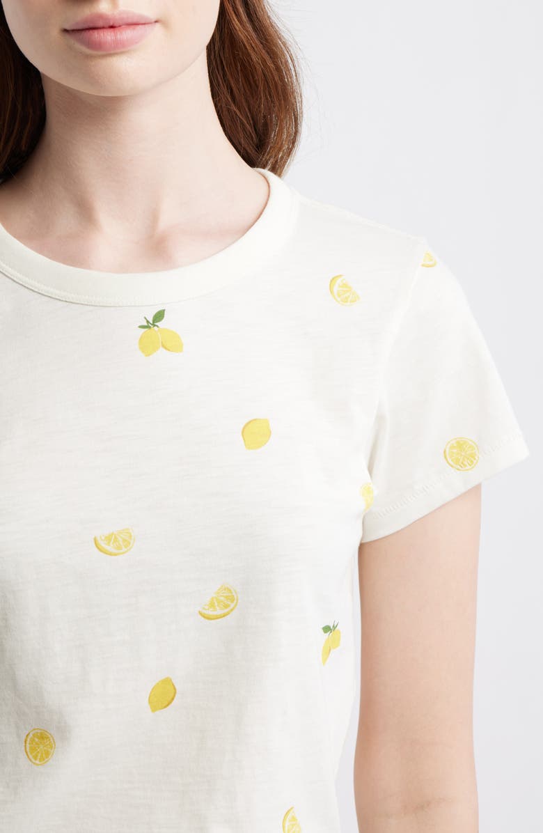 rag & bone Lemon Print Cotton Baby Tee, Alternate, color, Bone