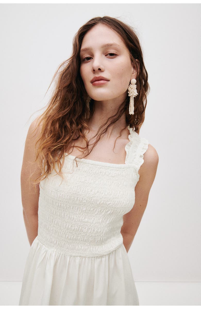 H&M Smocked poplin dress, Alternate, color, White