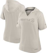 FANATICS Women's Fanatics Cream Seattle Kraken Authentic Pro Road Short Sleeve V-Neck Pullover Hoodie