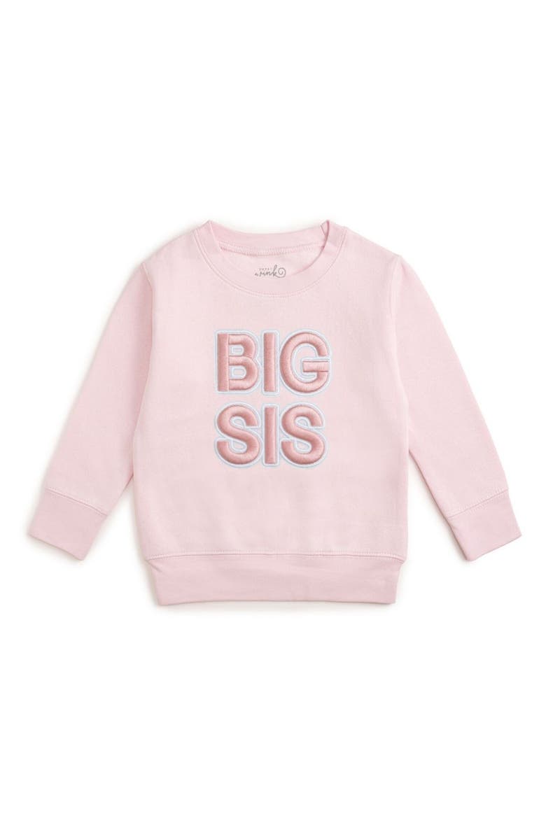Sweet Wink Big Sis Embroidered Patch Sweatshirt, Main, color, Ballet Pink