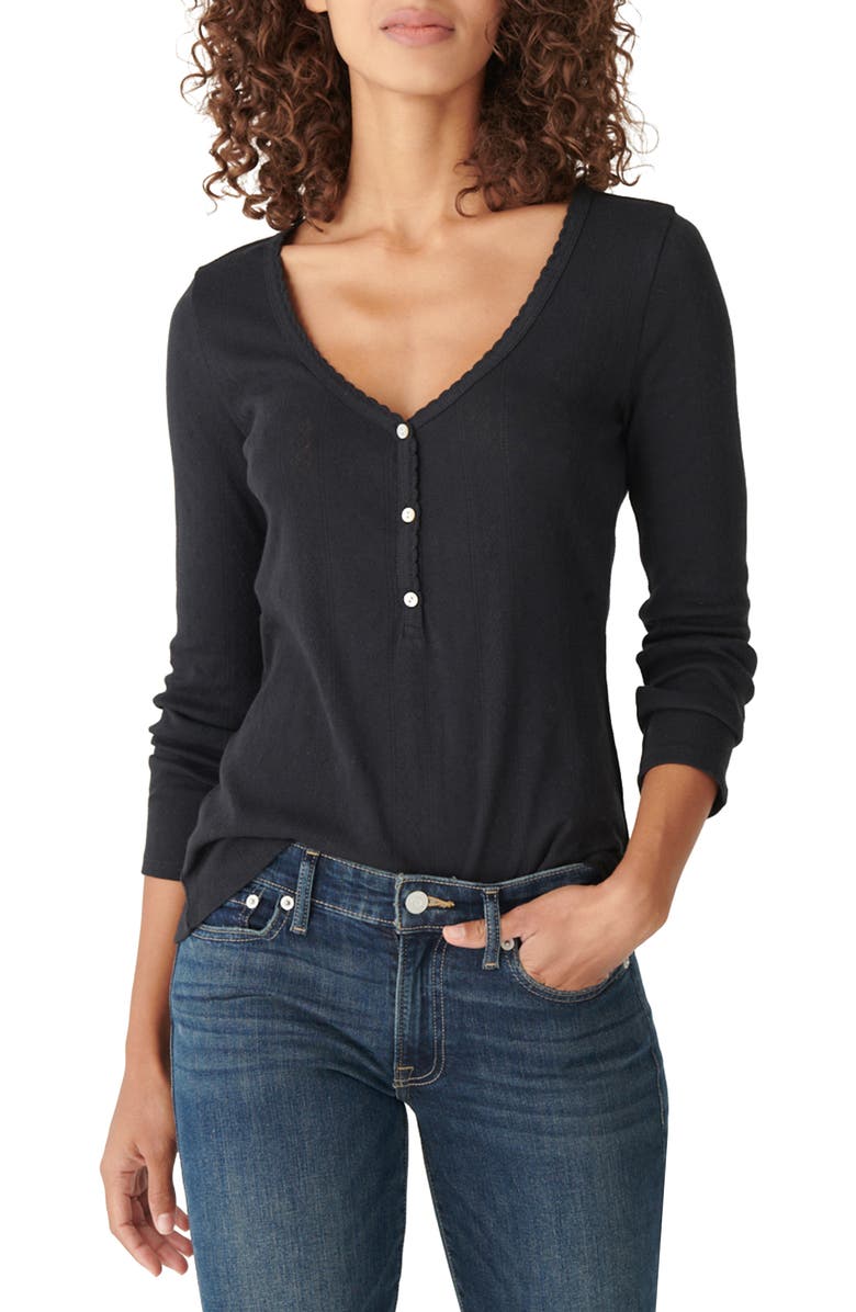 Lucky Brand Pointelle Henley Shirt, Main, color, 