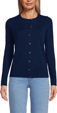 Lands' End Fine Gauge Cotton Cardigan Sweater