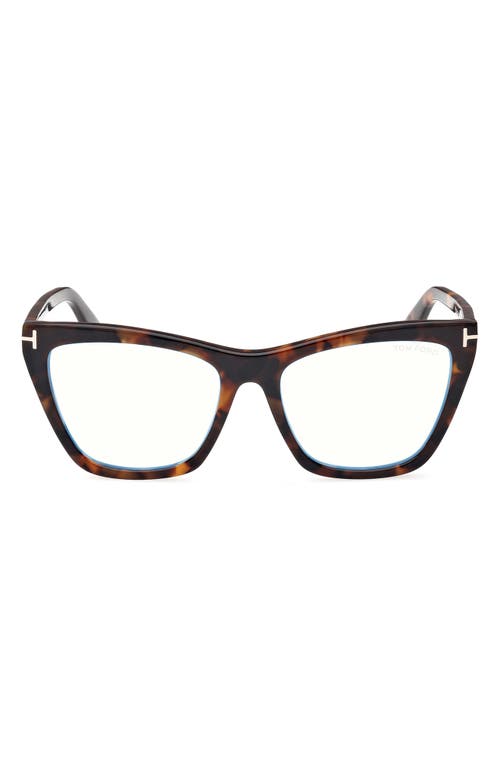 Tom Ford 54mm Cat Eye Blue Light Blocking Optical Glasses In Brown