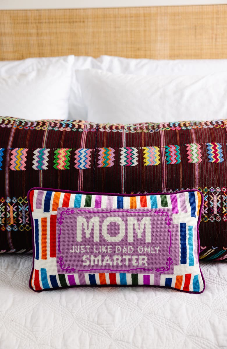 Furbish Mom Rules Needlepoint Pillow, Alternate, color, Purple, White, Multi