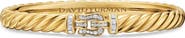 David Yurman Sculpted Cable Buckle Bracelet in 18K Yellow Gold with Diamonds, 6mm