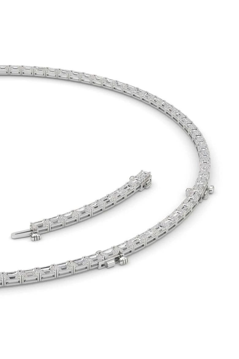 34Ct Emerald Cut Diamond Tennis Necklace Lab Grown 14k Gold 18", Alternate, color, 14k White Gold