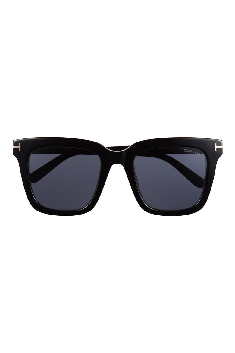 55mm Square Sunglasses, Main, color, SHINY BLACK / SMOKE