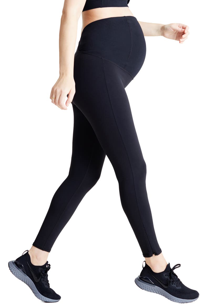 Ingrid & Isabel® Active Maternity Leggings with Crossover Panel®, Alternate, color, JET BLACK