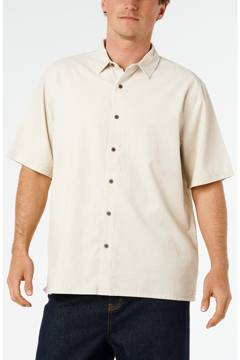 Premium Surf Oversize Short Sleeve Cotton Corduroy Button-Up Shirt, Main, color, BONE