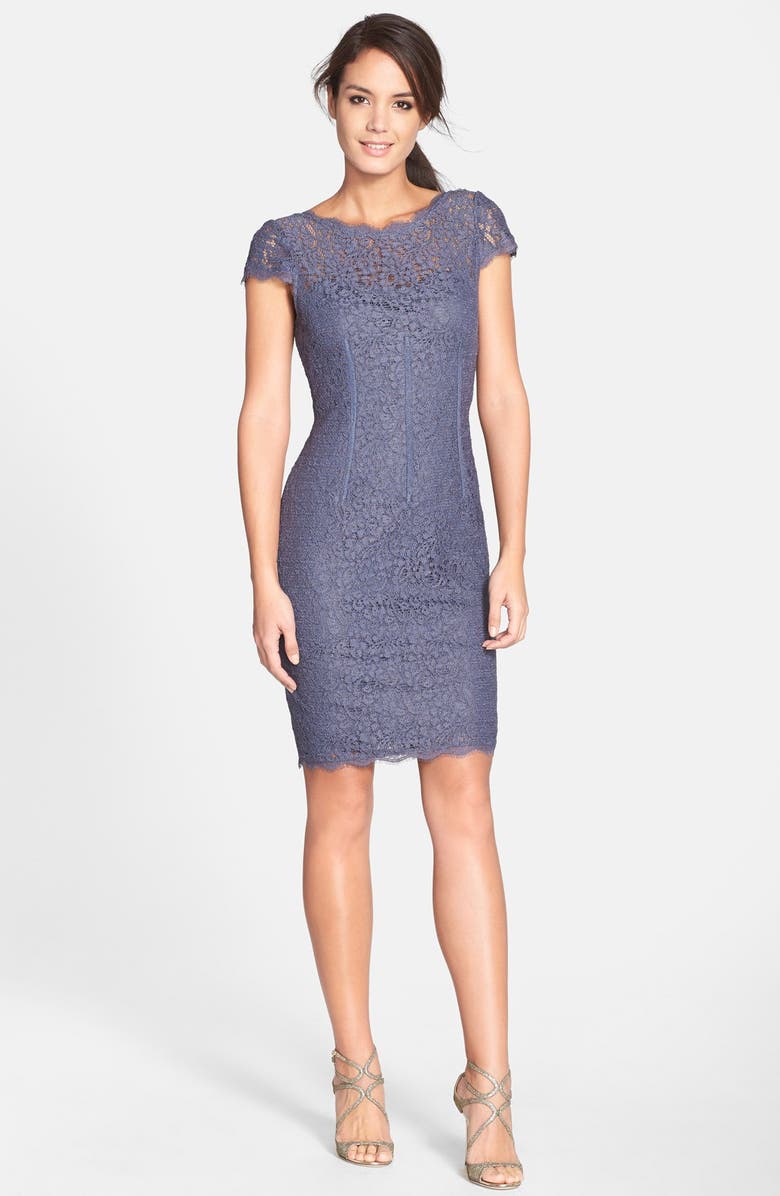 Adrianna Papell Seam Detail Lace Cocktail Dress, Alternate, color,