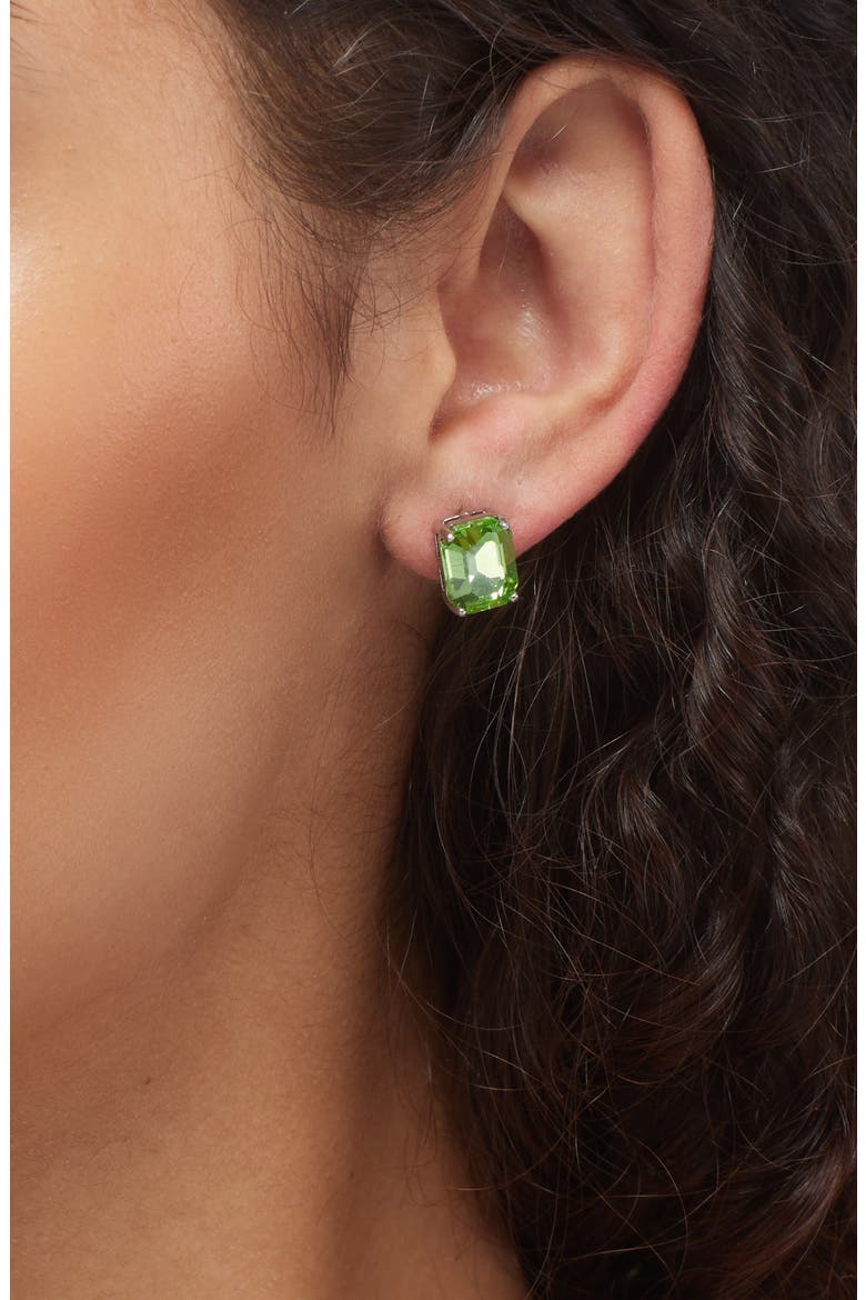 Small Stone Stud Earrings, Alternate, color, SILVER/ LIGHT GREEN