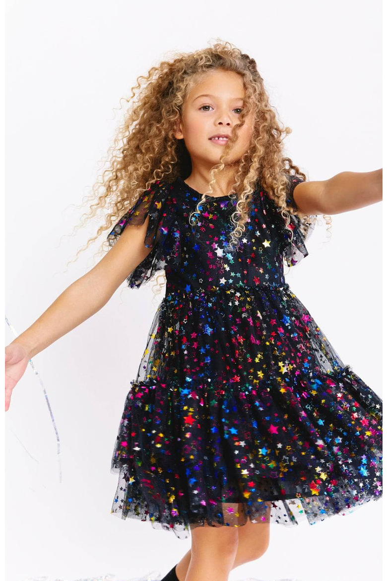 Shining Rainbow Star Tulle Dress, Main, color, Multicolor