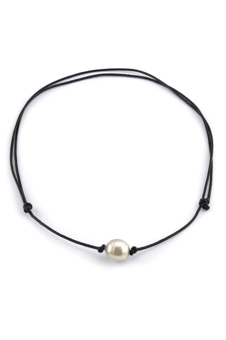 White South Sea Baroque Pearl Leather Adjustable Necklace - Various Sizes, Main, color, White Pearl
