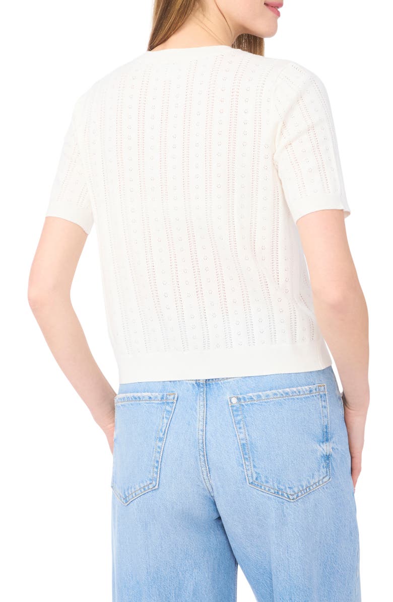 CeCe Pointelle Knit Sweater, Alternate, color, Egret