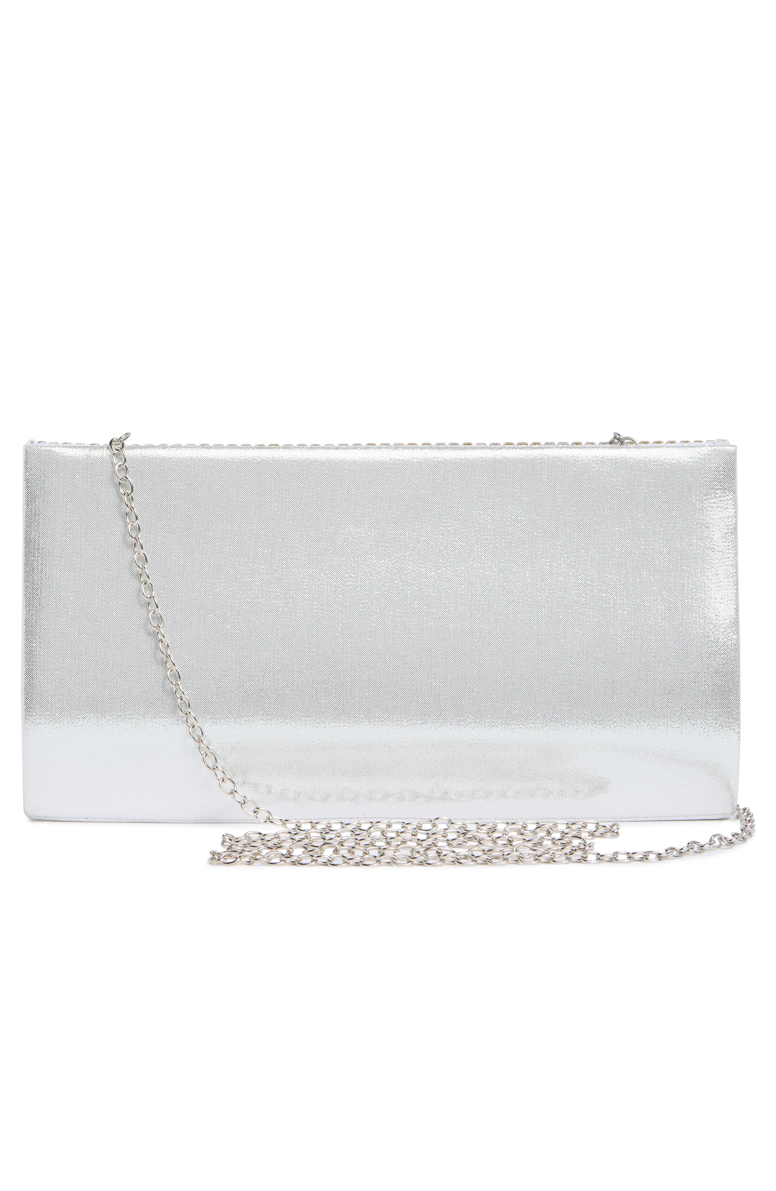 Jessica McClintock Elaine Oversize Rhinestone Embellished Clutch, Alternate, color, Silver