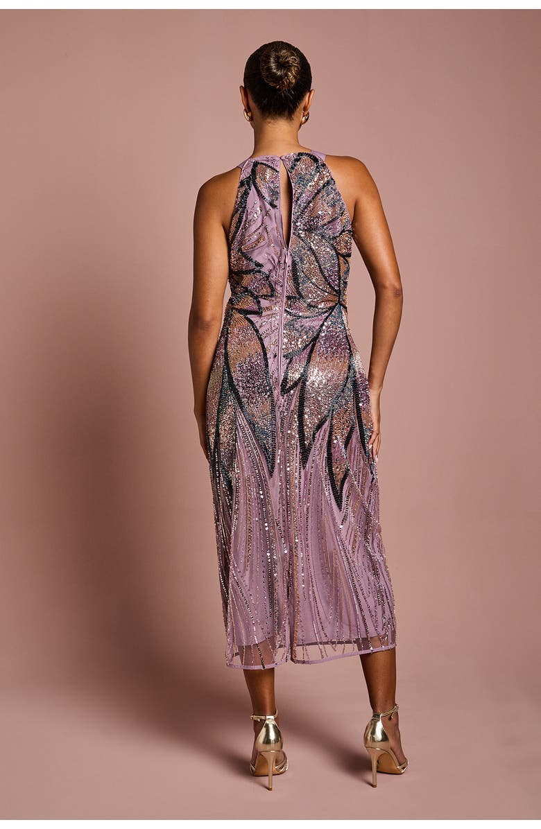 Coast Petite Beaded Column Midi Dress, Alternate, color, Lilac