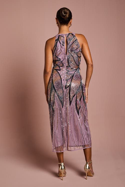 Coast Petite Beaded Column Midi Dress In Multi