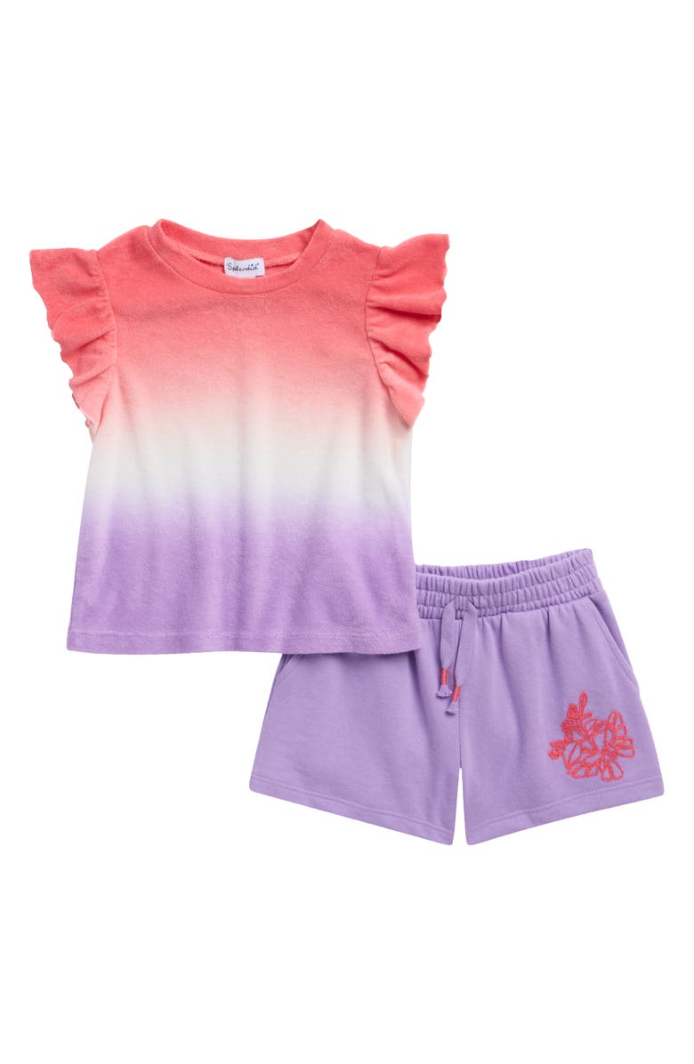 Splendid Kids' Dip Dye T-Shirt & Shorts Set, Main, color, Sunset Tye Dye