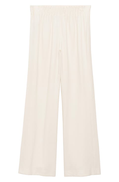 Pleated Pull-On Wide Leg Pants