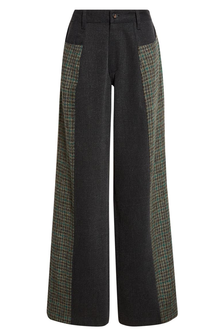 Cesaire Wool Houndstooth & Cotton Twill Pants, Alternate, color, JUNGLE