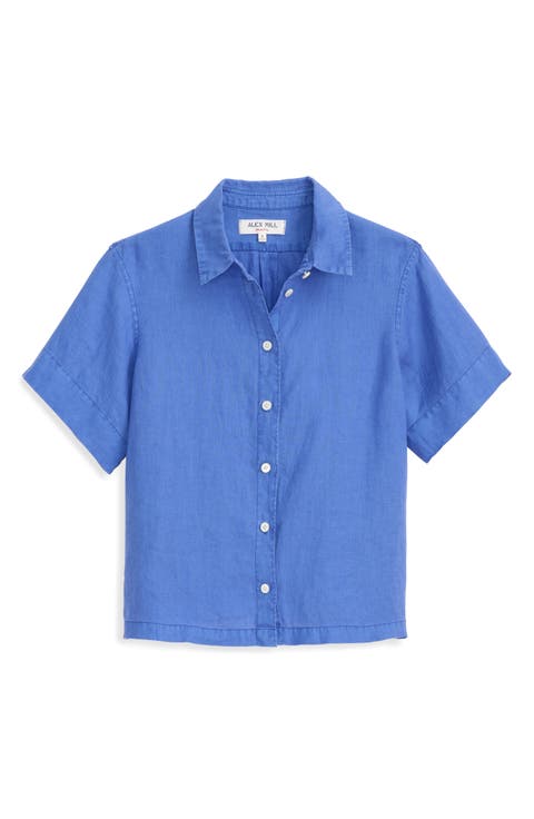 Maddie Linen Button-Up Shirt