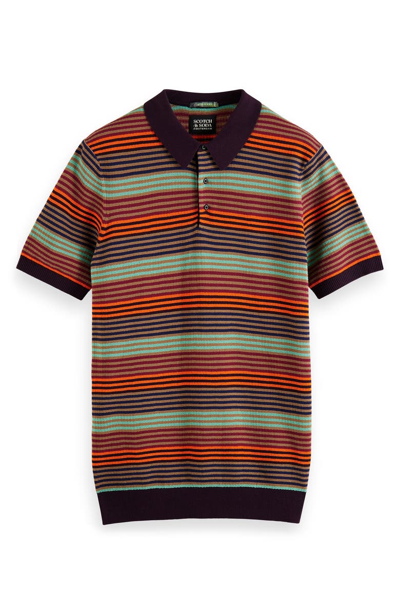 Scotch & Soda Hideaway Stripe Polo Sweater, Alternate, color, Red Multi Stripe