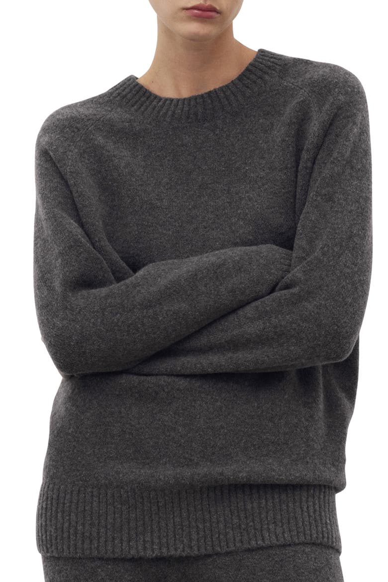 Crewneck Raglan Sleeve Sweater, Main, color, CHARCOAL