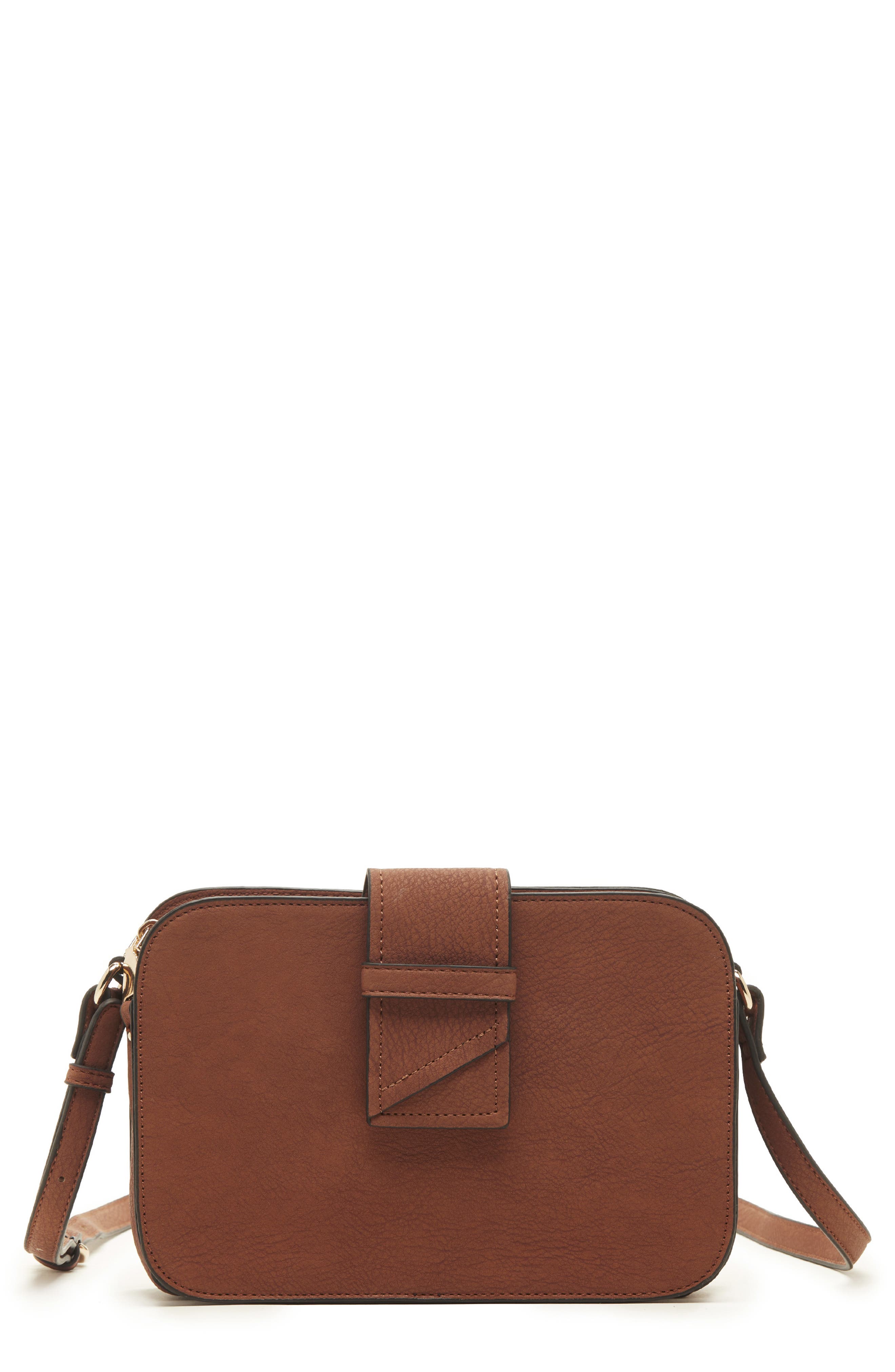 Valah Faux Leather Crossbody Bag, Main, color, COGNAC