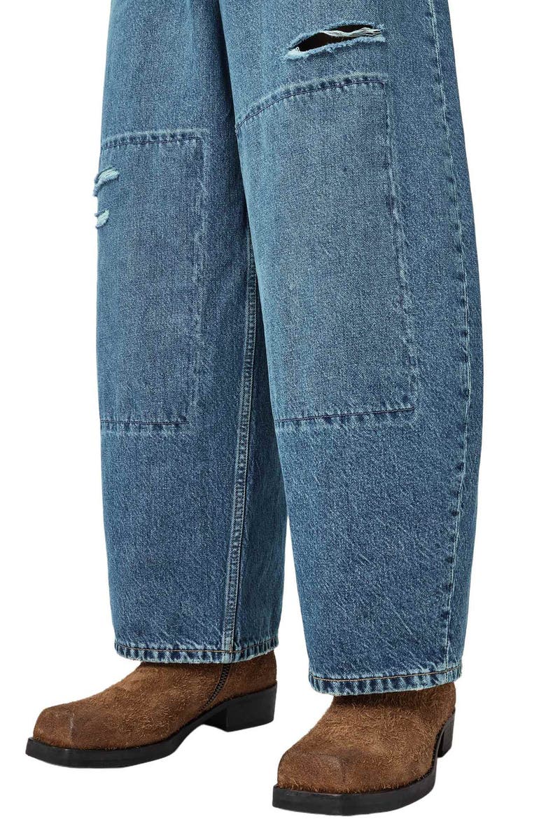 AllSaints Slouchy Barrel Leg Jeans, Alternate, color, Destroy Mid Indigo