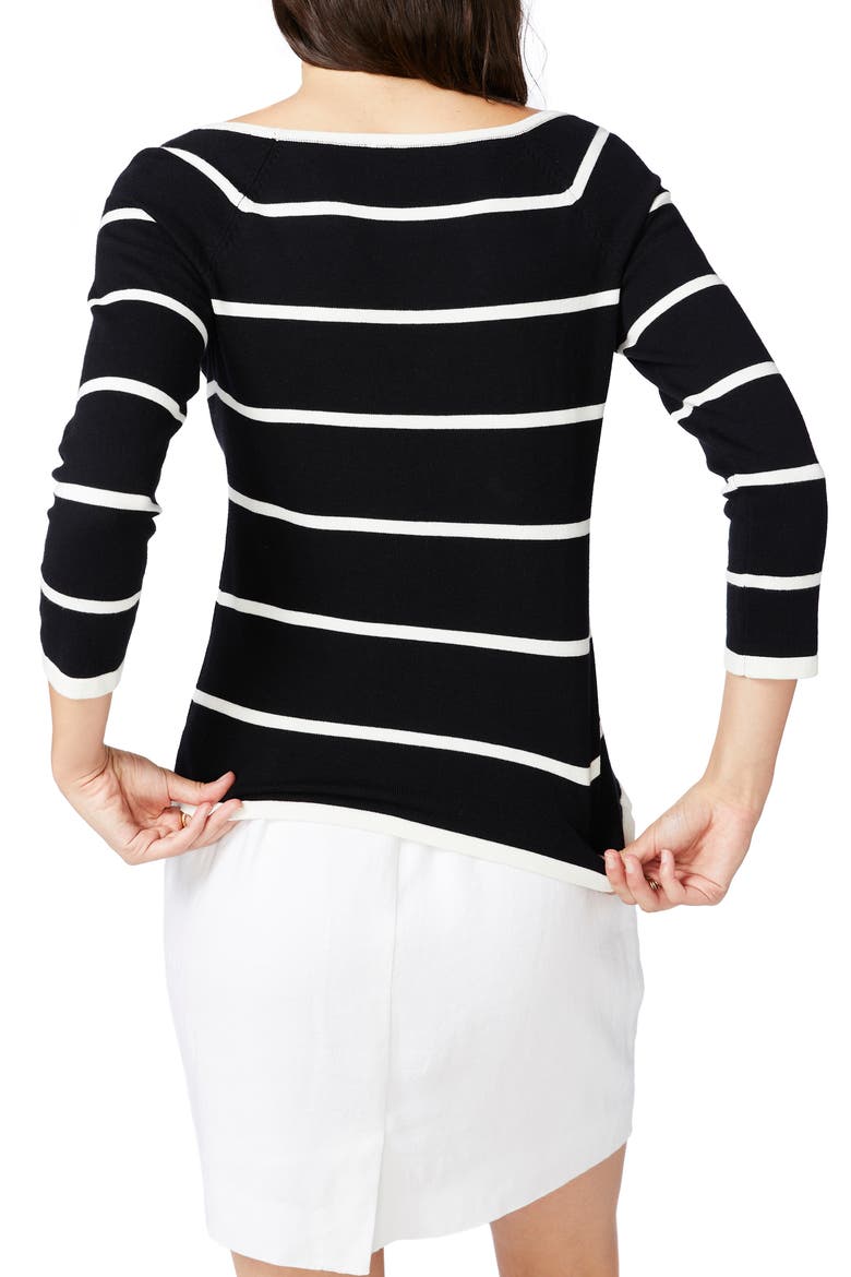 Stripe Jersey Sweater, Alternate, color, RICH BLACK
