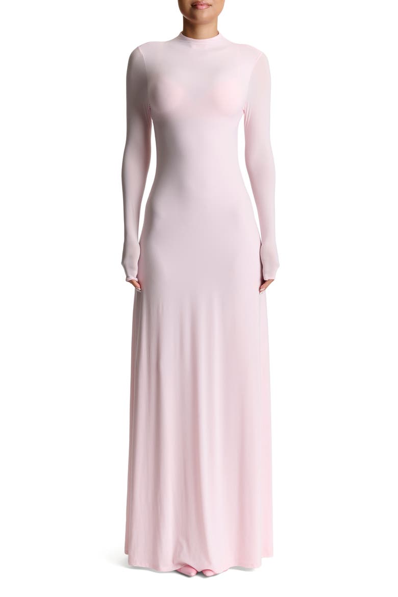 Long Sleeve Open Back Maxi Dress, Main, color, CHERRY BLOSSOM
