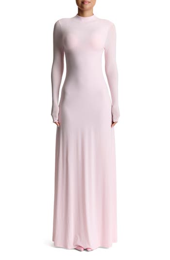 Naked Wardrobe Long Sleeve Open Back Maxi Dress In Pink