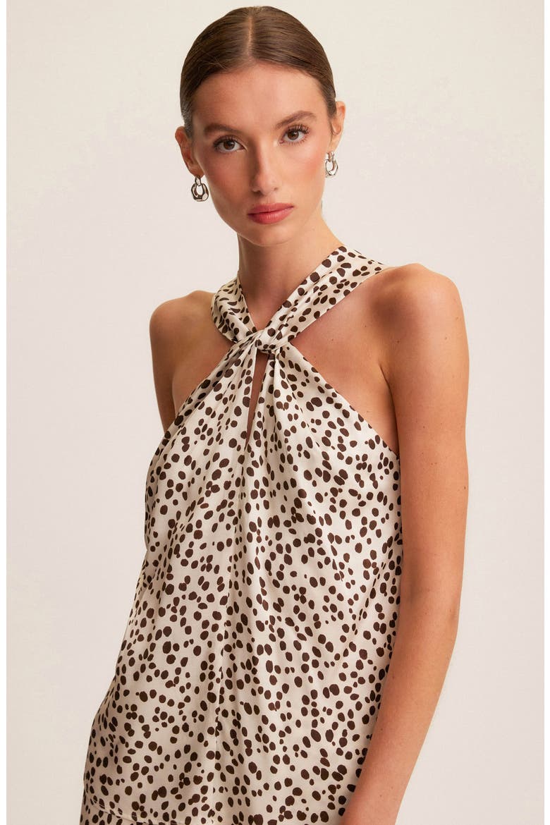 Carla Halter Top, Alternate, color, BEIGE/ BROWN PRINT