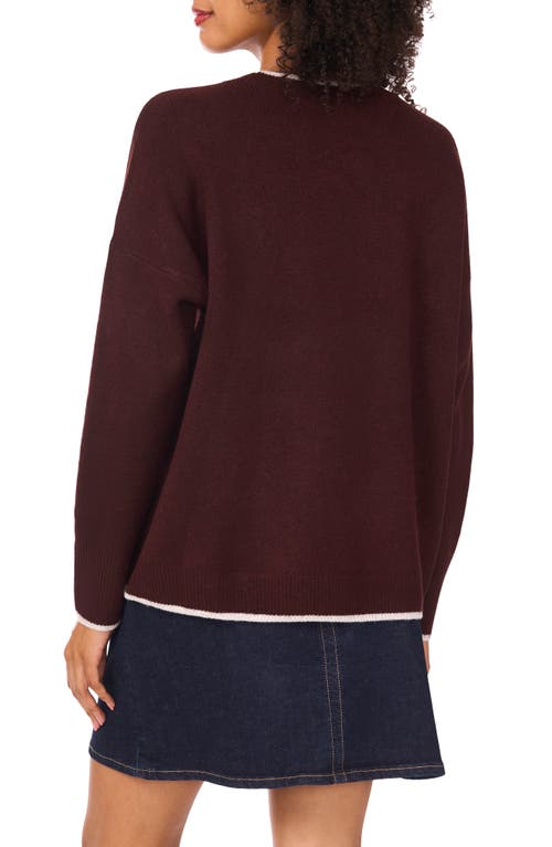 Vince Camuto Tipped Crewneck Sweater In Red