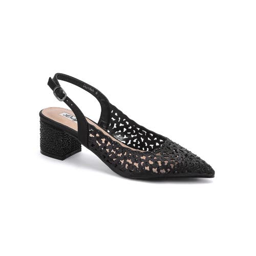 Lady Couture Rhinestone Block Heel Slingbackpump In Black