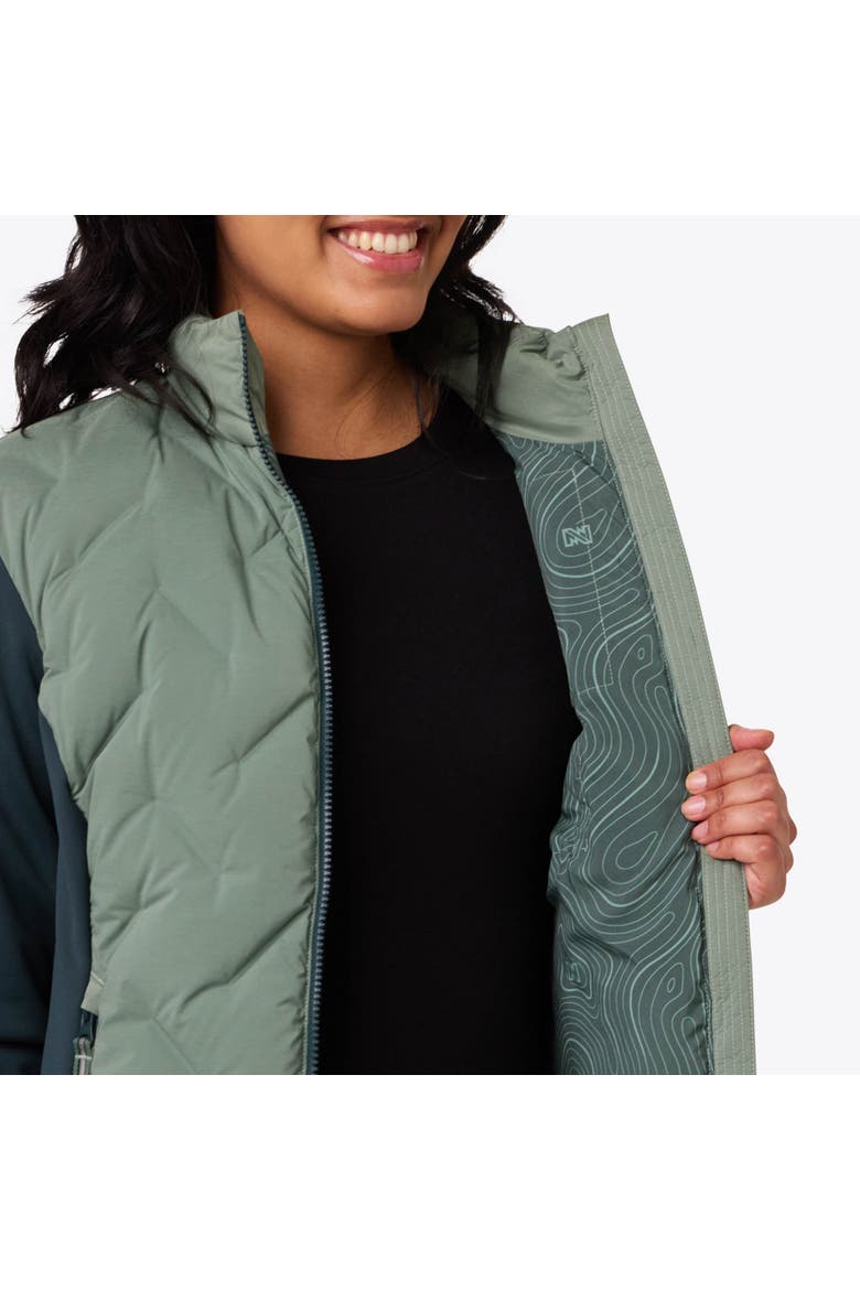 Aria Natural Down Hybrid Heated Jacket, Alternate, color, Sage/Olive
