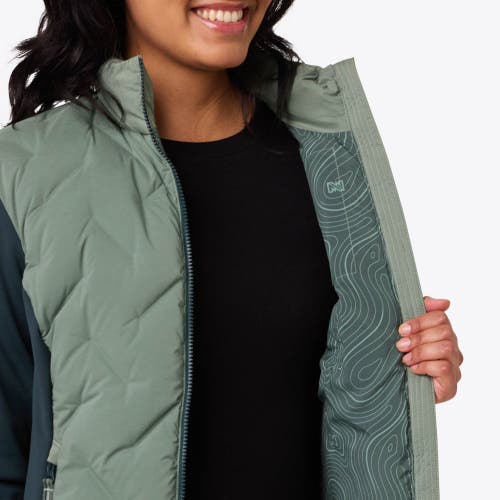 Mobile Warming Aria Natural Down Hybrid Heated Jacket In Green