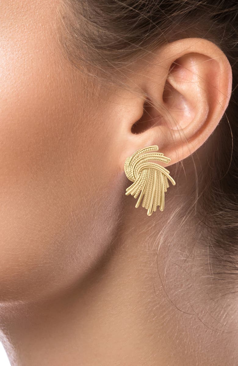 JARDIN Whispy Strands Statement Earrings, Alternate, color, Gold