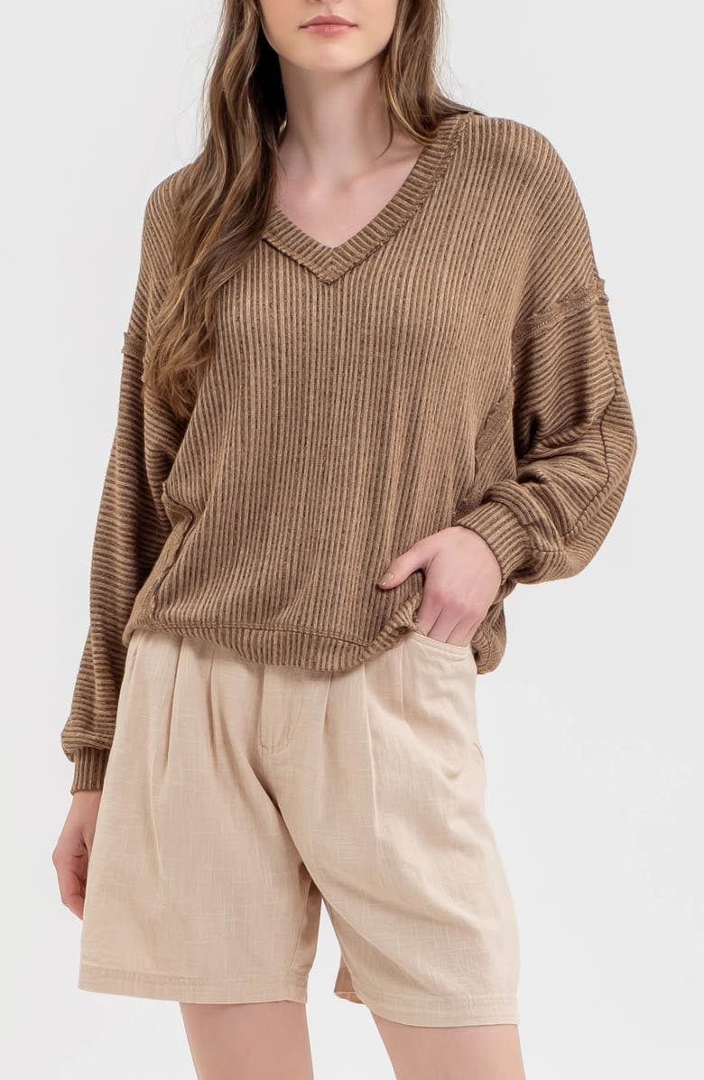 Blu Pepper V-Neck Chenille Top, Main, color, 