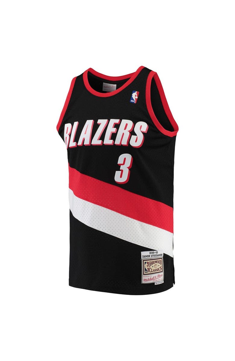 Mitchell & Ness Men's Mitchell & Ness Damon Stoudamire Black Portland Trail Blazers 1999/00 Hardwood Classics Swingman Jersey, Alternate, color, Black